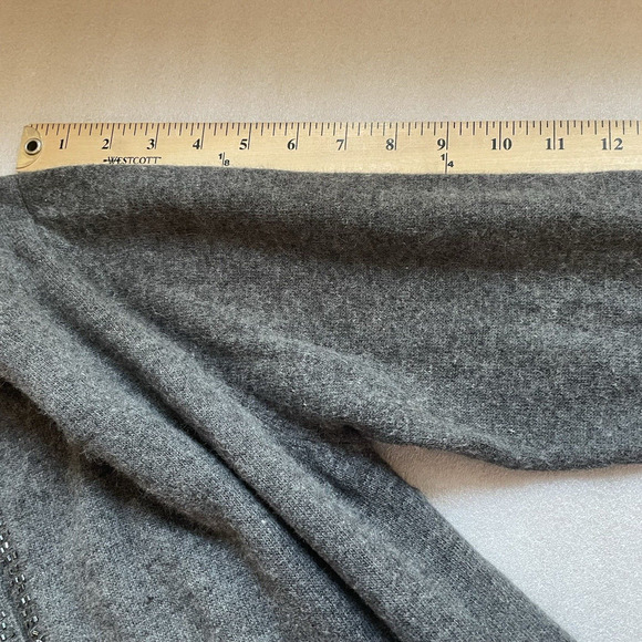 Vintage Y2K Sag Harbor Sweater Women Petite Large Gray Wool Blend Knit Beaded - Picture 8 of 11